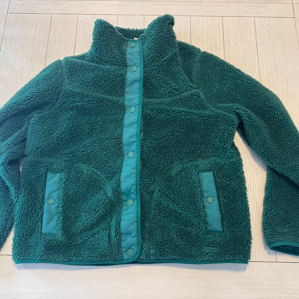 LL Bean Sherpa Fleece Jacket Green Size Large
